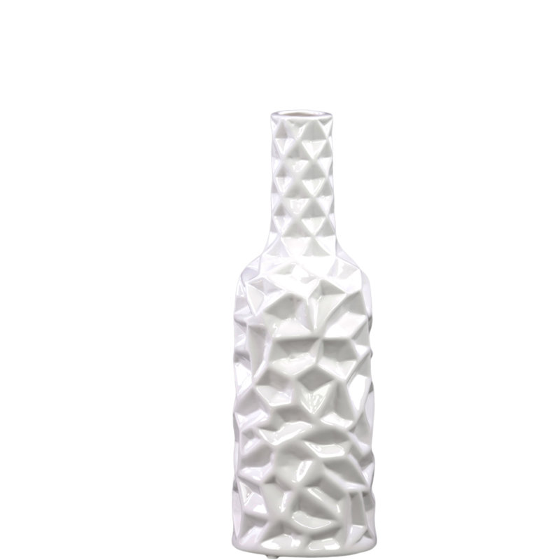 Vase de table en céramique Gore, Blanc, H 12 po x l 4 po x P 4 po