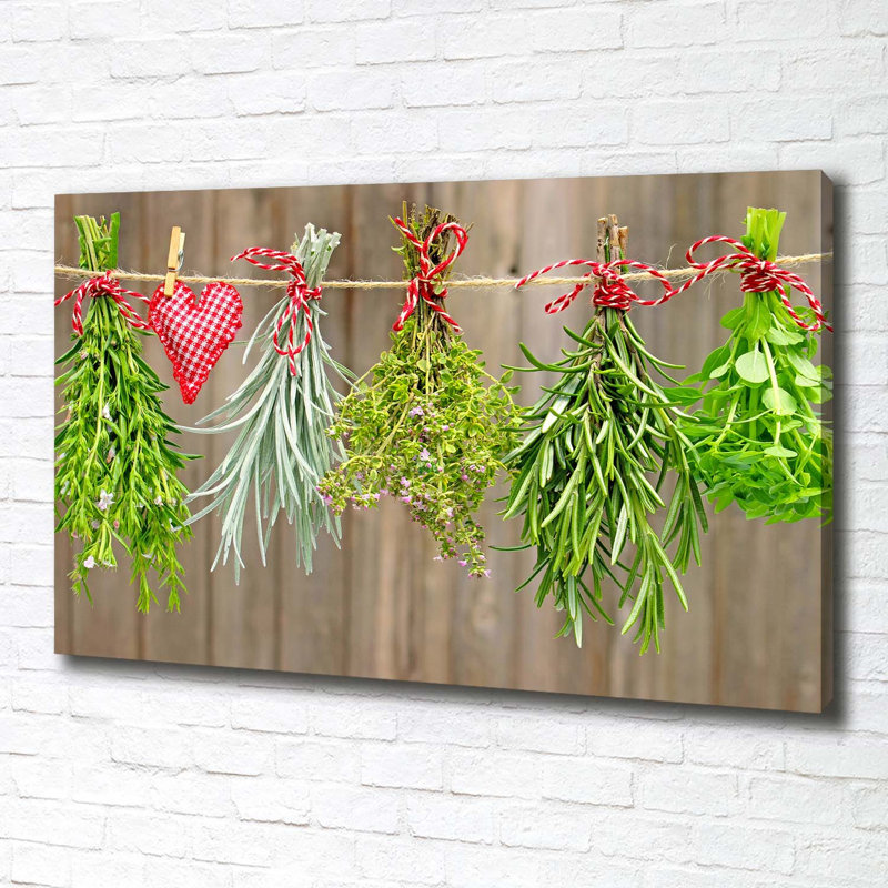 Herbs On A String - No Frame Print on Canvas