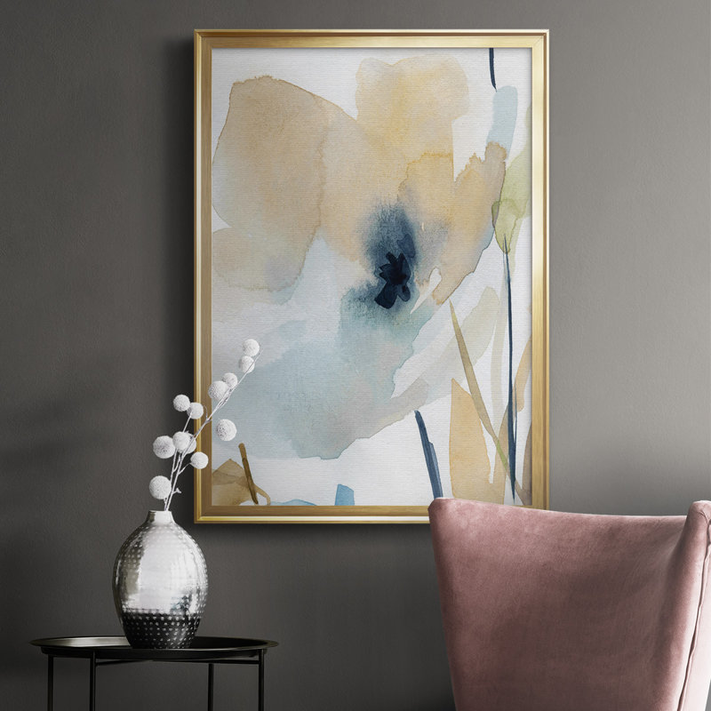 «Blooming Wash II», reproduction encadrée de qualité supérieure - prête à être suspendue, Or, H 42,5 po x l 30,5 po x P 1 po