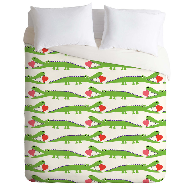 Ensemble de housse de couette Alligator Love, Housse de couette pour grand lit et 2 taies décor