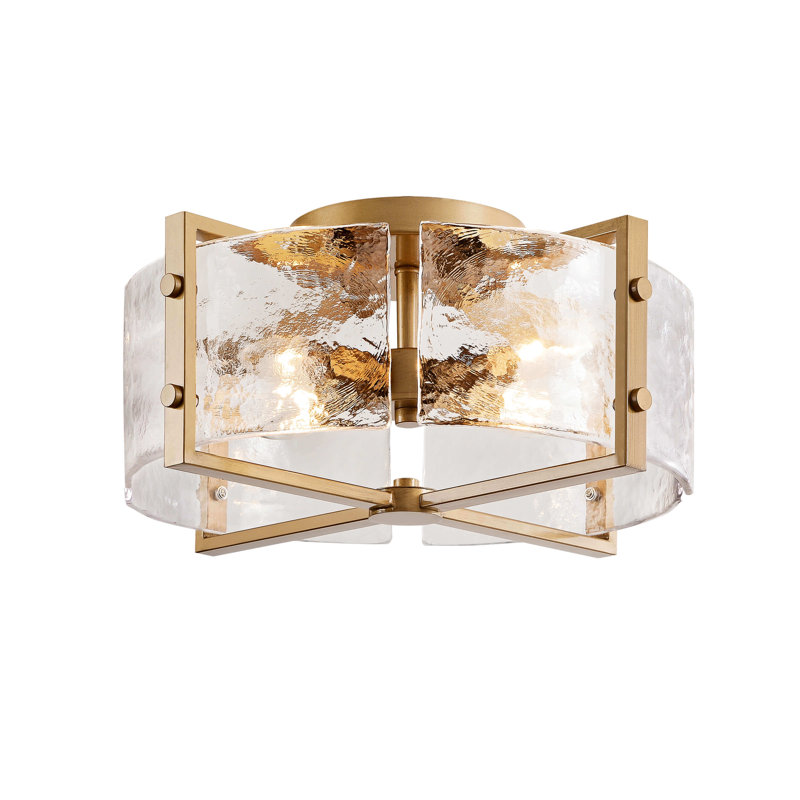 Plafonnier encastré 4 lumières Brinkmann, Laiton brossé