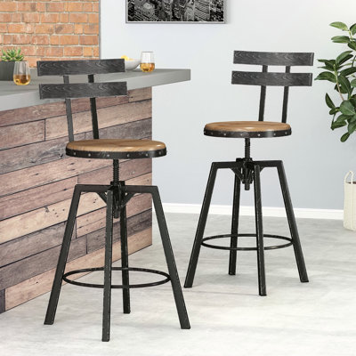 METAL CHAIR WITH WOODEN SEAT(Set Of 2)