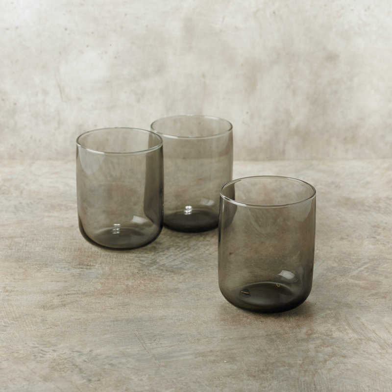 Modern Drinking Coloured Glasses Water Dining Juice Tumbler 280ml, 12, 280ml, Grey