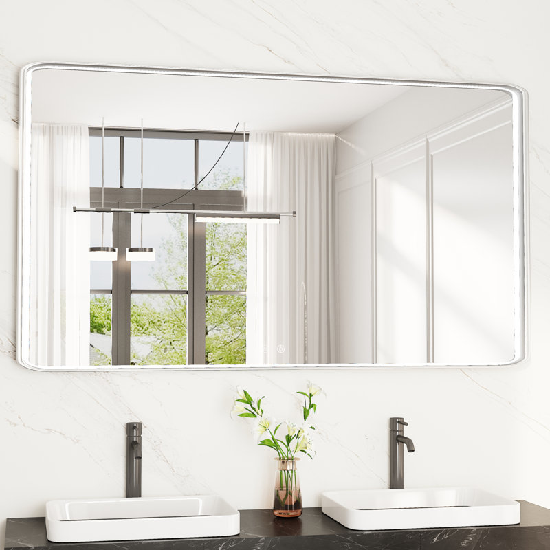 Gold/black/silver Frame Led Bathroom Mirror, 24/30/36/48 Inch Vanity Mirror, Lighted Wall Mounted Mirror, Anti-fog, Dimmable , 3 Colors Frontlit (horizontal/vertical)