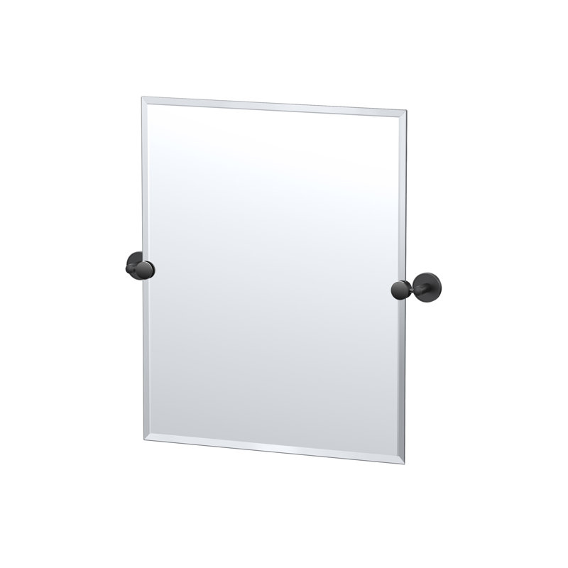 Sky Wall Mount Frameless Rectangle Mirror | Pivoting Bathroom Vanity Mirror, 24" x 23.38", Matte Black