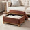 Repose-pieds avec rangement en chenille Elan Modern l 30,25 po avec pieds en bois massif