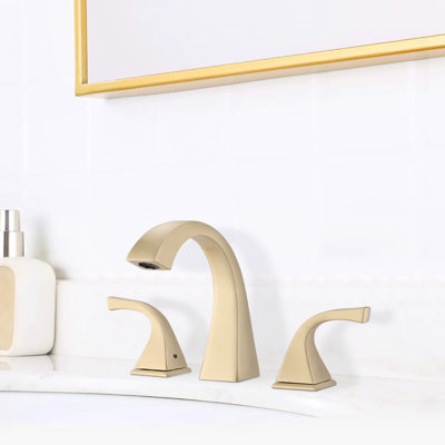 2 Bathroom Faucet With Drain In Brushed Gold - Scratch Finish, 1.8 Gpm Flow Rate, 8" Centers, 4.25" Spout Height, 5.45" Reach, Robust Construction, 4.5 Lb Product Weight, 5.73 Shipping