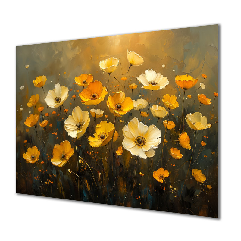 Jeanlouis - Buttercups Wall Art Living Room, Métal métal, H 16 po x l 32 po
