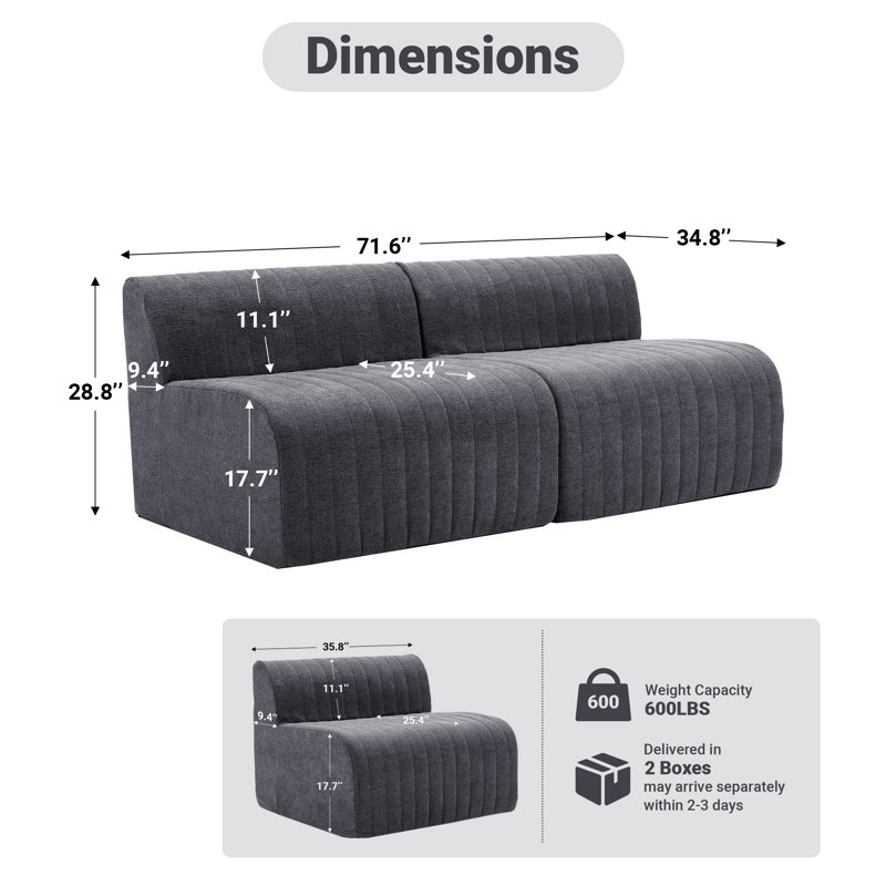 Canapé rembourré avec accoudoirs, Dark Grey