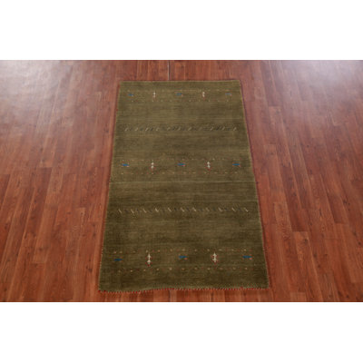 Tapis vert fait à la main Gabbeh 3 x 5