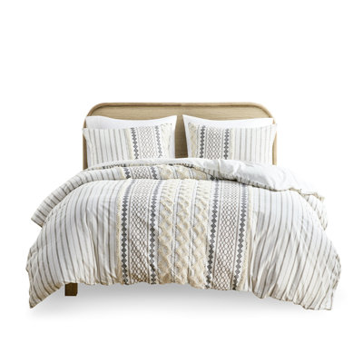 Full/Queen 100% Cotton Printed Duvet Cover With Chenille - Inspired, Corner Ties, Cheerful Bedding Pleasant