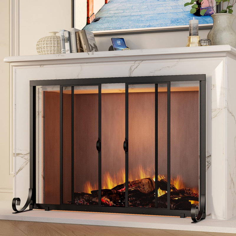 Pare-feu coulissant en fer forgé, 35 x 28 pouces
