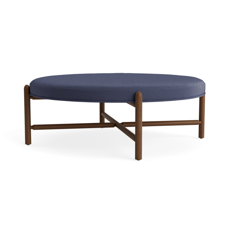 Vane 48" Upholstered Ottoman, Navy, Walnut