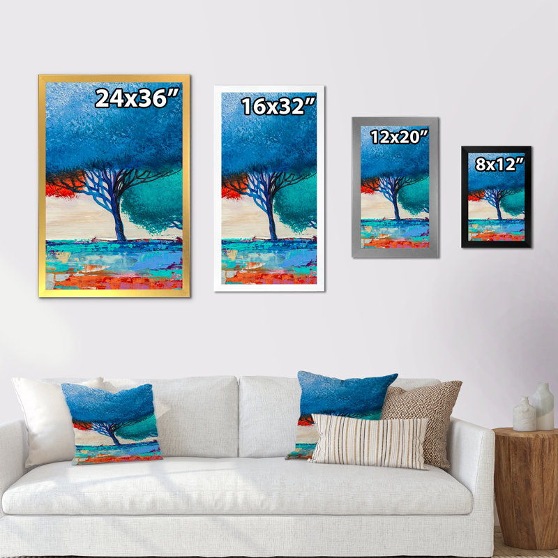 Art moderne gris et bleu II 2PT47780, H 20 po x l 12 po x P 1 po, Encadrement doré
