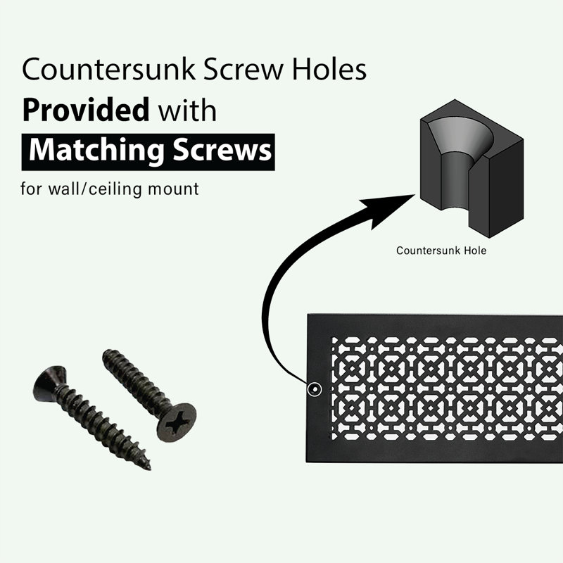 Ouverture de conduit 2 po x 10 po AIR RETOUR | Grille d'air lourde en fonte d'aluminium (4 po x 12 po au total) | Thermolaqué