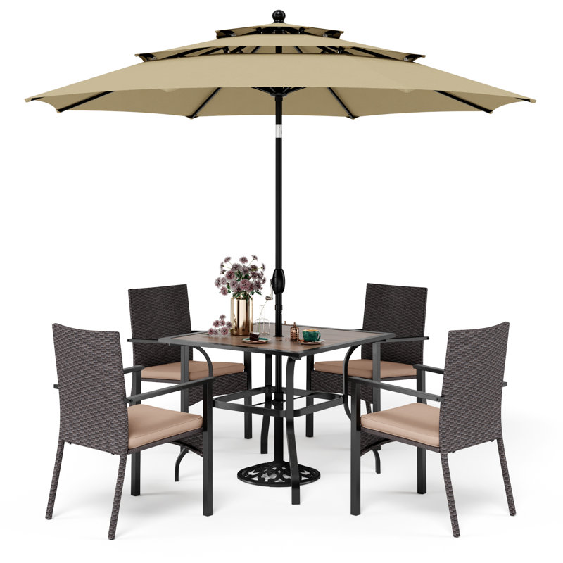 4 - Person Patio Dining Set with, Beige, Yes
