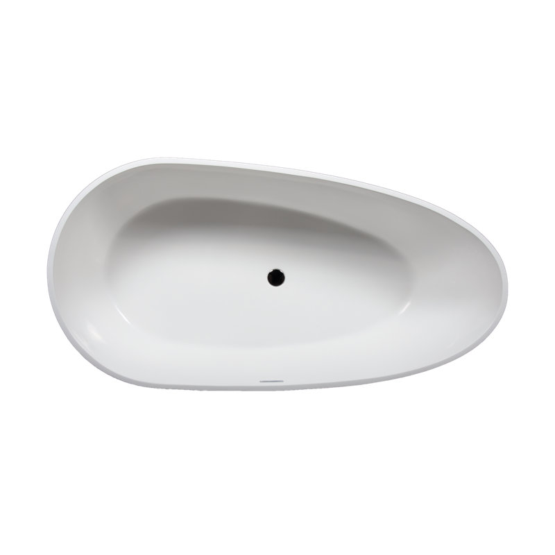 Ipanema 67" x 33" Freestanding Soaking Solid Surface Bathtub, Glossy White