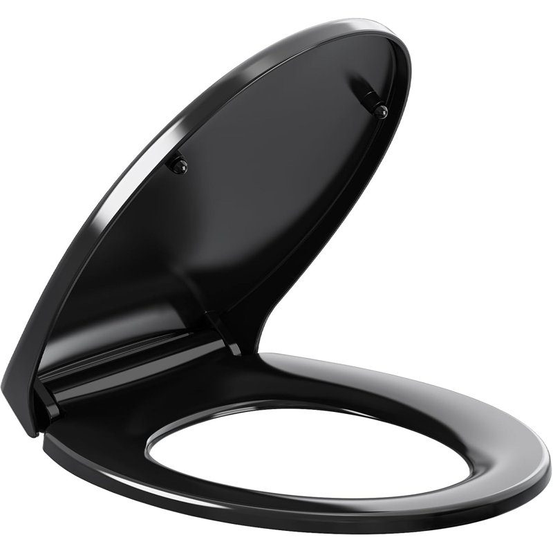 Universal O-Shape Soft-Close Toilet Seat With Quick Release And Top-Fix Installation, Black