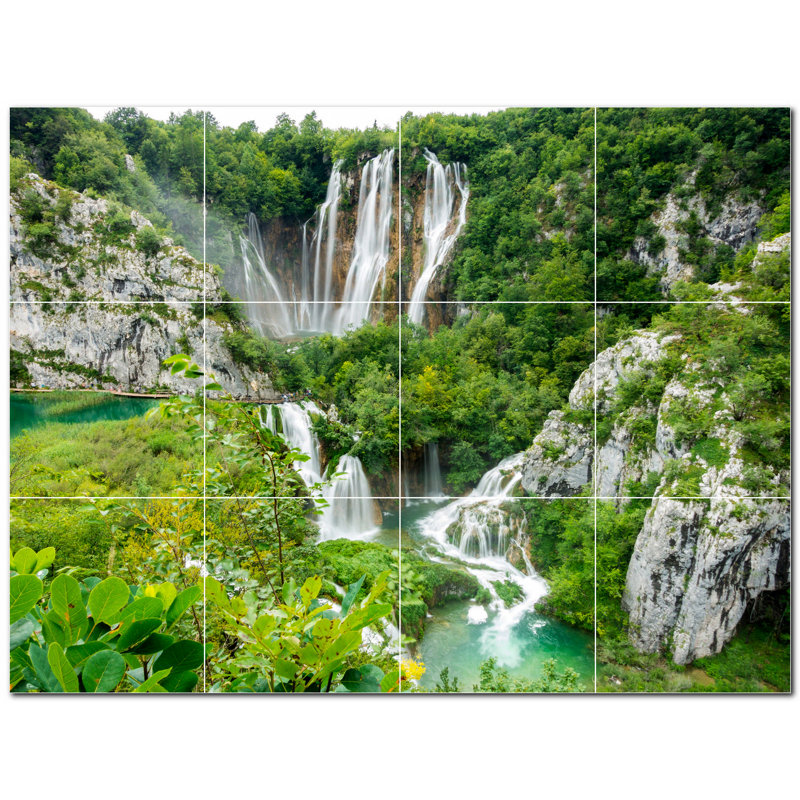 Murale en céramique satinée 12 "x 12" Waterfalls Photo