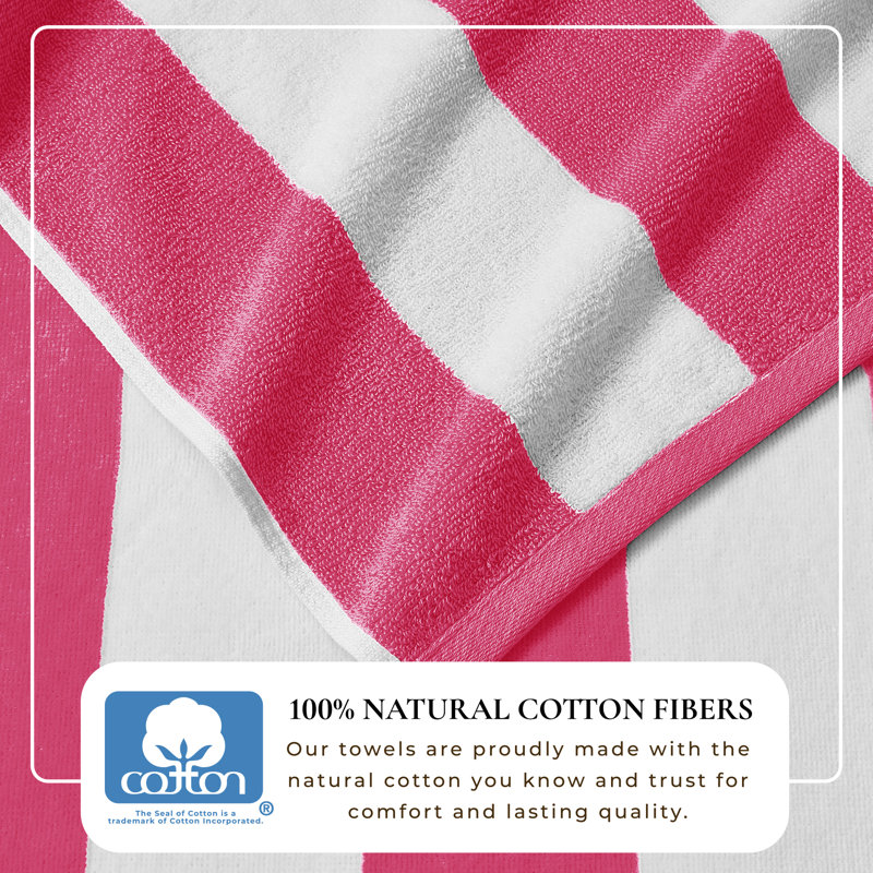 Serviettes de plage 100% coton absorbant et à séchage rapide Cabana, Serviette de plage une pièce, Rose vif