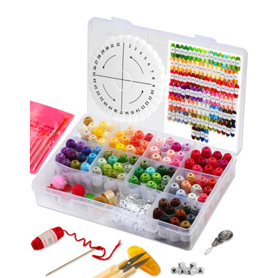 Bracelet Making Kit - 170pc Embroidery Floss Thread & Friendship Bracelet String Kit