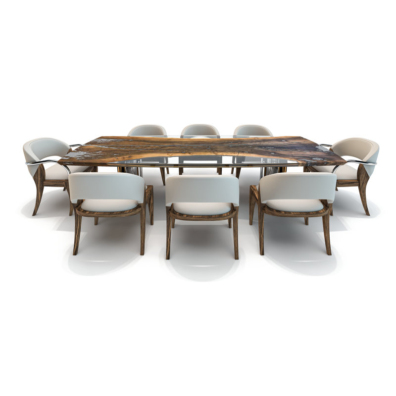 Meliades Walnut Wood Dining Table, 120" L x 48" W