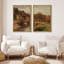 «Rustic Countryside & River Bridge Prints Pastoral Landscape Nature Wilderness Illustration Decor», 2 pièces-98249624-98249625