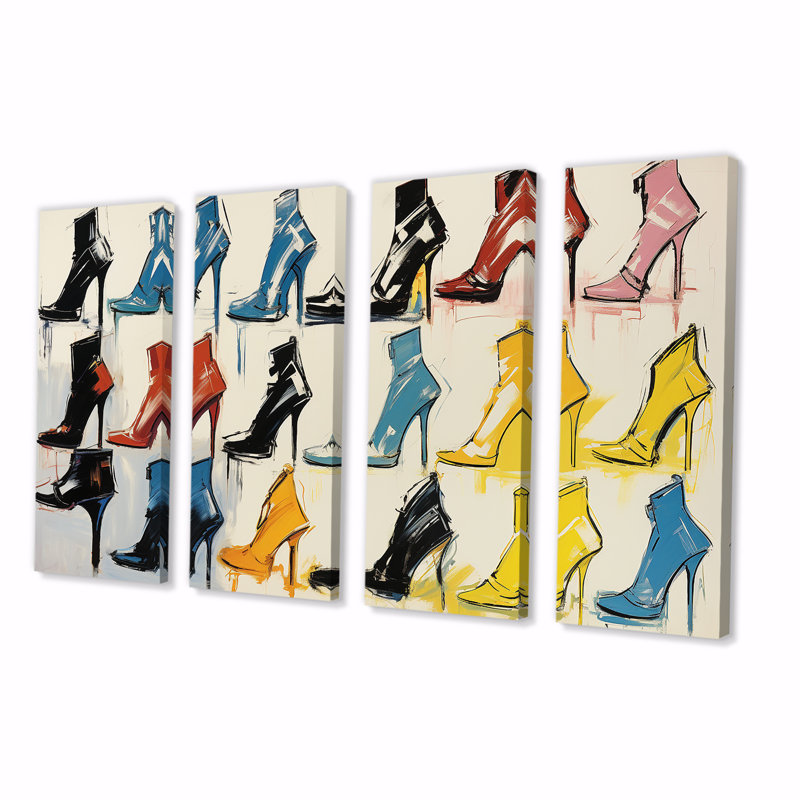 Talon coloré coloré Pop Art - décoration murale 4 pièces Pop Art, H 28 po x l 48 po