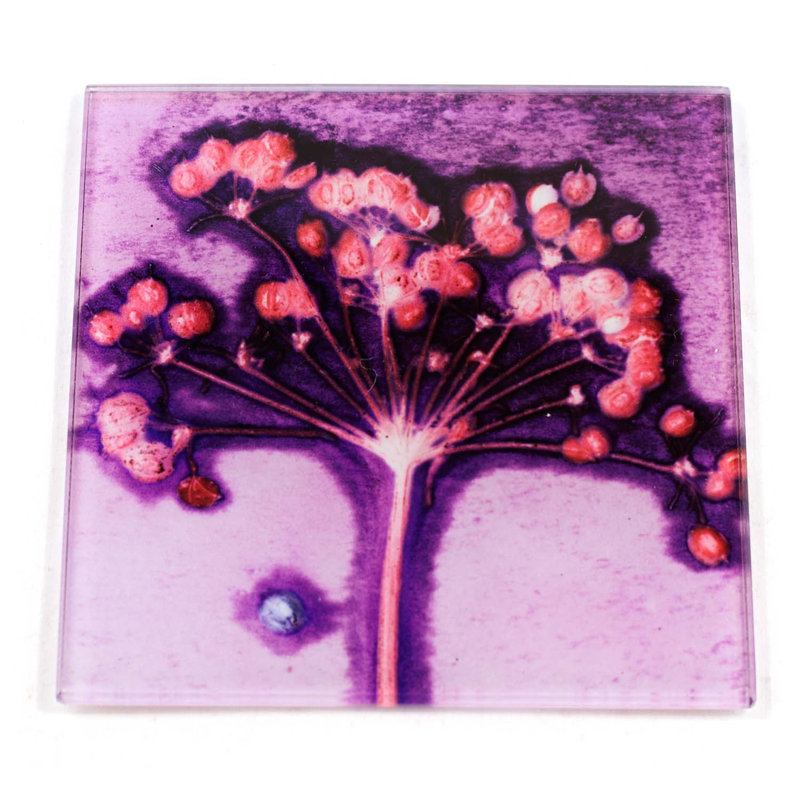 Glass Square 1 Piece Coaster, Lilac