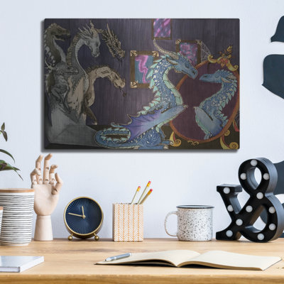 Art mural en métal luxueux «Dragon in the Mirror» par Avery Multers, 16 po x 12 po