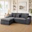 Canapé modulaire rembourré en mousse à compression 98,4 po avec méridienne et poche latérale-97042053