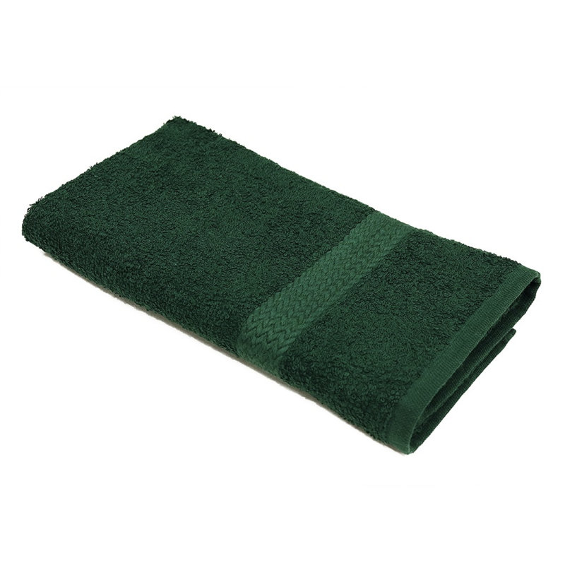 ISC Collection Ring Spun Dobby Border 100% Cotton Bath Towel Set By Rifz, Hunter Green