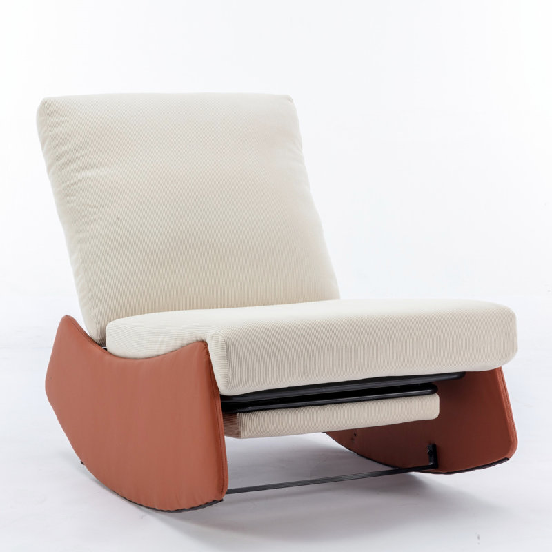 Chaise berçante confortable avec repose-pieds - Moderne et relaxant, grand coussin à bascule décoratif orange pour plus de confort