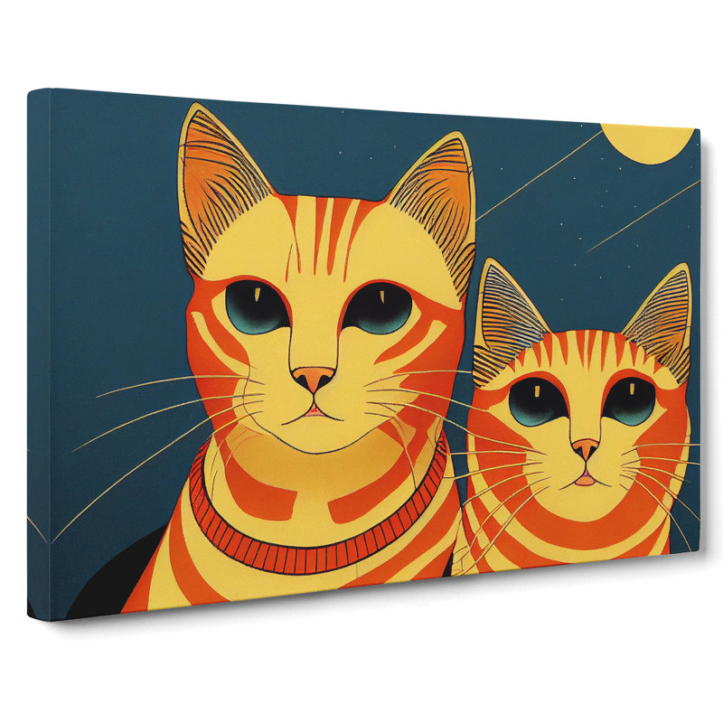 Two Art Deco Cats Vol.2 - Wrapped Canvas, 40cm H x 60cm W x 3cm D