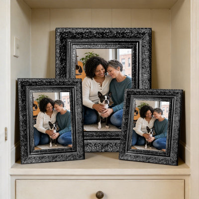 8" x 10" Black 3 PCS Mantel Picture Frame for Graduation Photo Display
