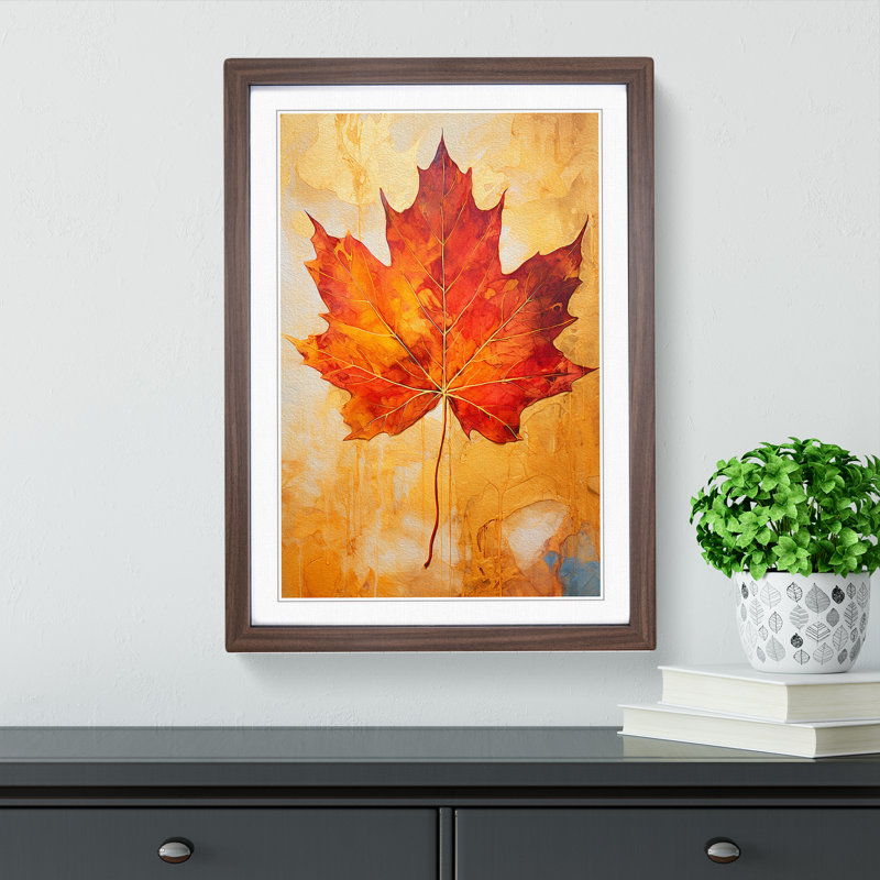 Leaf Gestural No.3 - Framed Print, Walnut, 46cm H x 34cm W x 2cm D