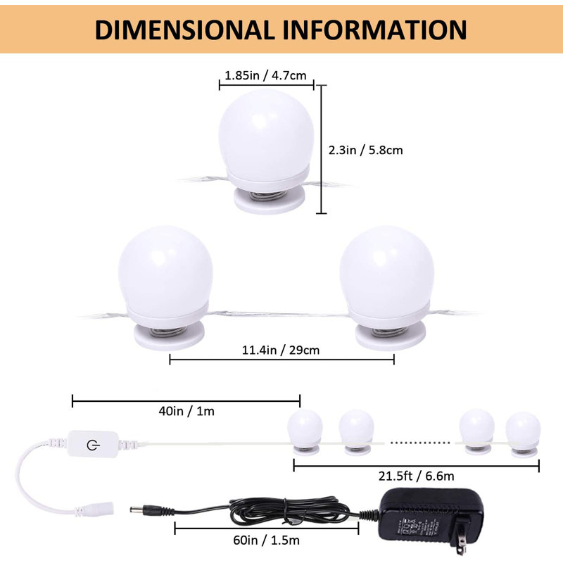 16-Light Hollywood Style Color Changeable LED Vanity Makeup Lights