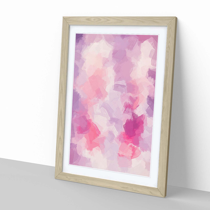 Pink Clouds in Abstract - Framed Print, 91cm H x 60cm W x 2cm D, Oak