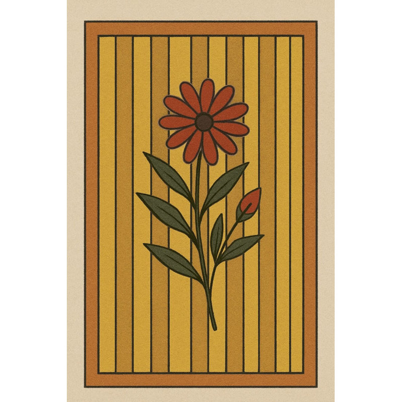 Tapis beige tissé à motif floral rétro Mosso, 5'1" x 7'7"