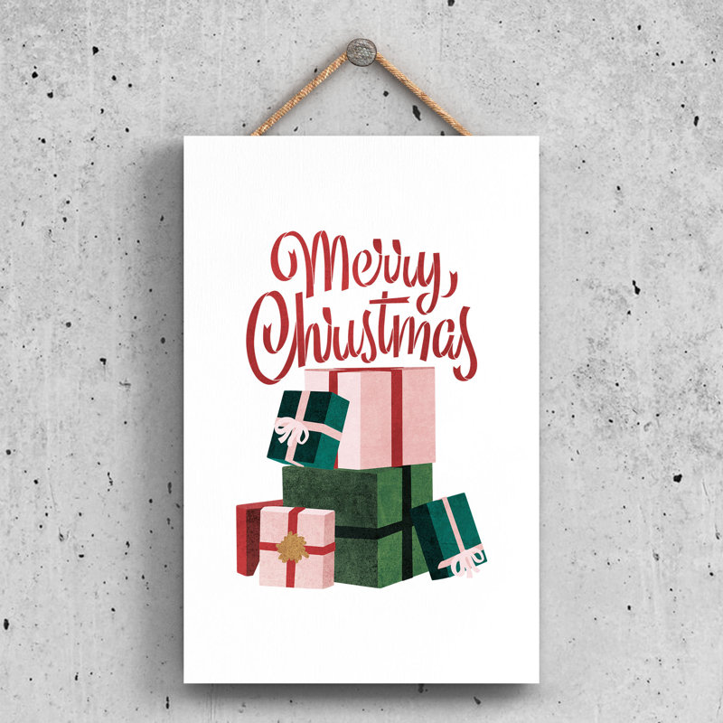Xmas Merry Christmas Wooden Plaque, 28.5cm H x 18.5cm W x 0.9cm D