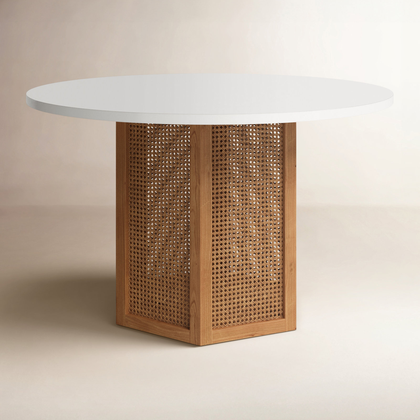 Pacetti 47.3'' Round Dining Table, White, Natural