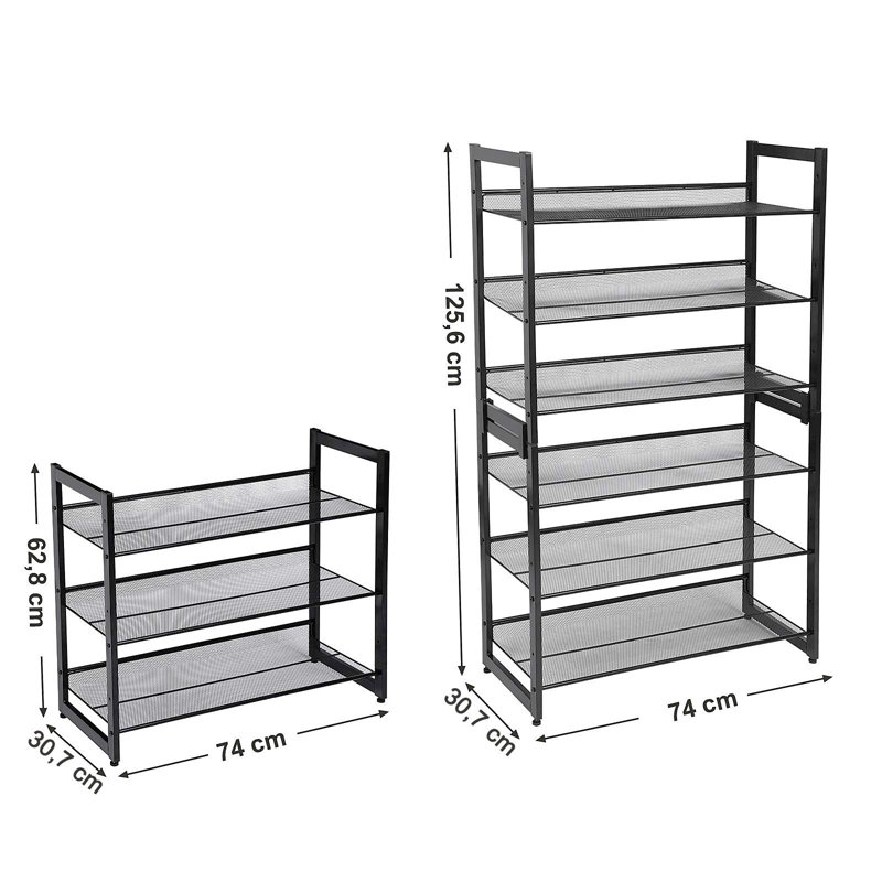 9 Pair Stackable Shoe Rack, Black