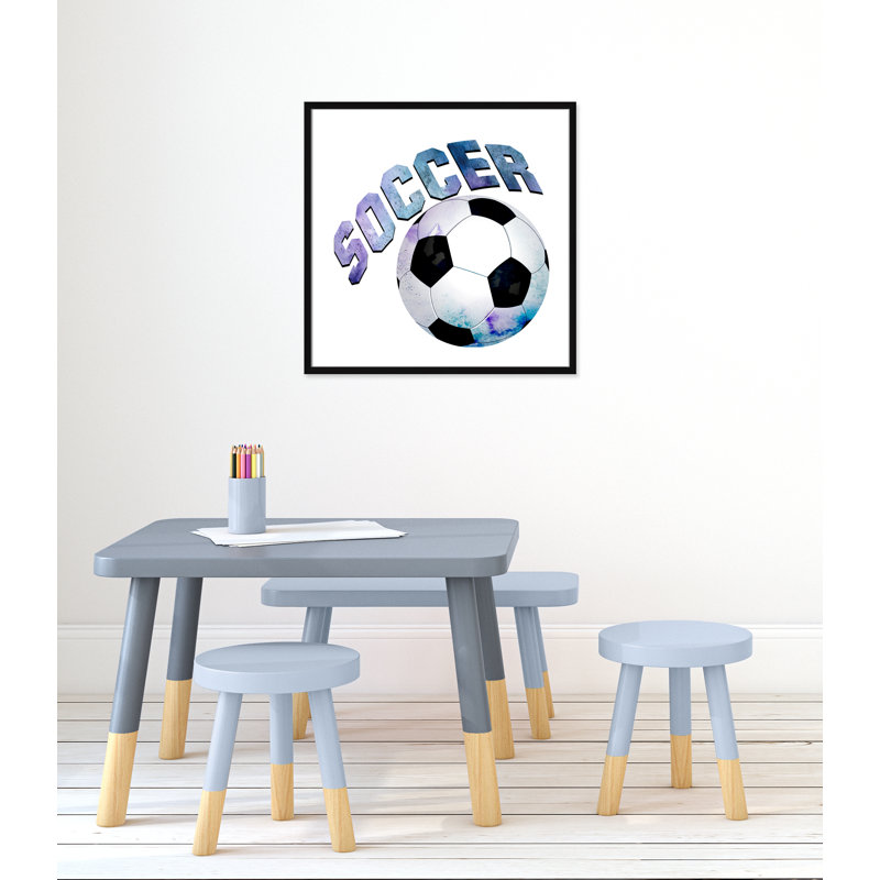 Fille de football 1, H 27,5 po x l 27,5 po x P 1,19 po, Encadré de boîte noir
