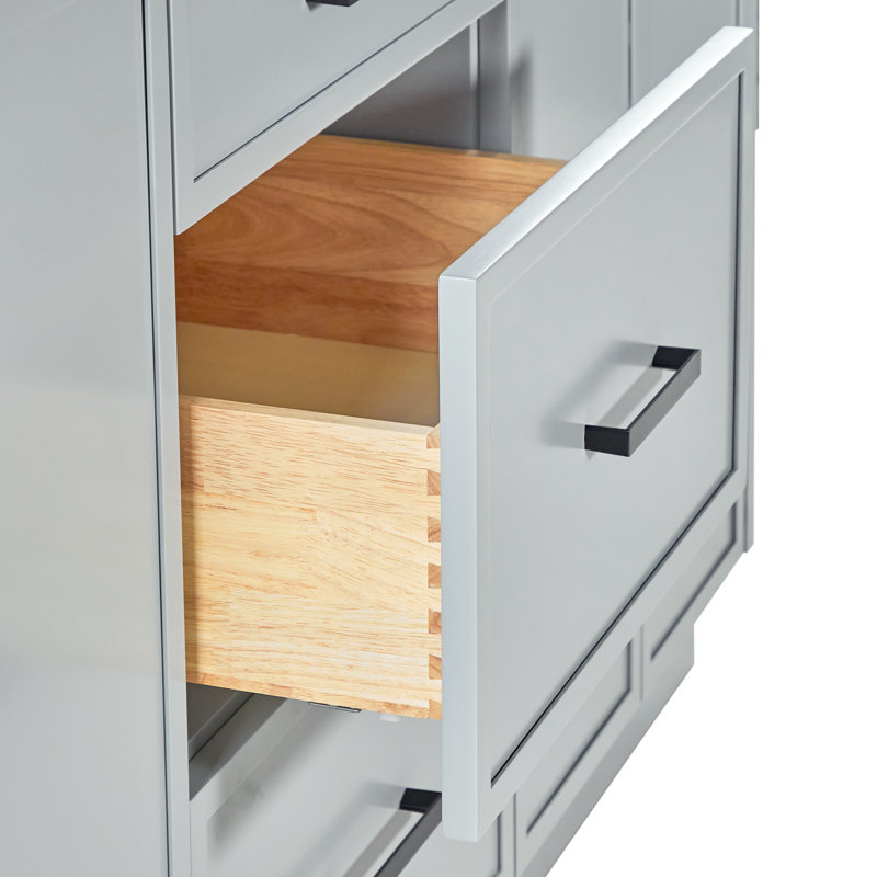 Meuble-lavabo double 67 po avec comptoir en quartz pur Ariel Kelly, Gris
