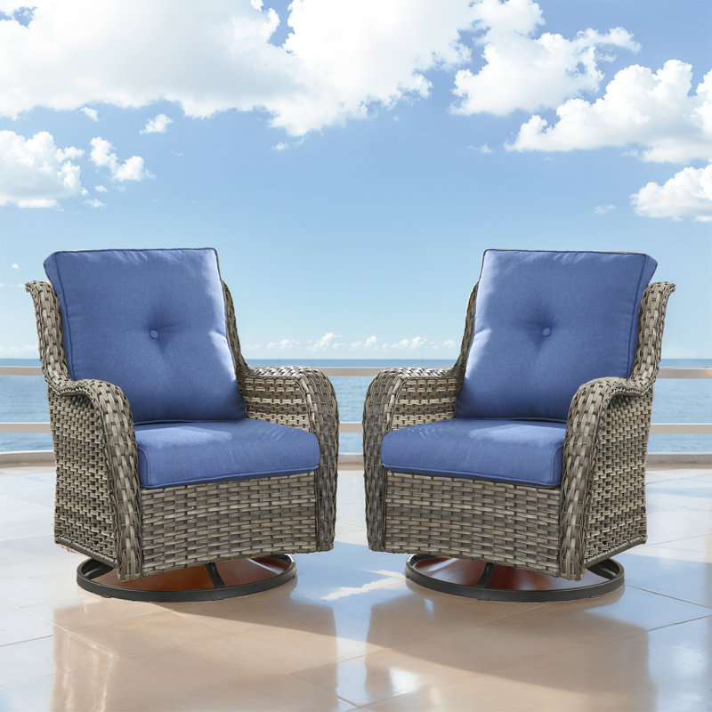 Ensemble de chaises berçantes pour l'extérieur Deb, Bleu, Gris
