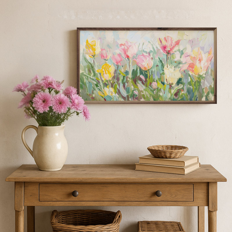 Tulipes printanières pastel par Design Studio, H 20 po x l 40 po