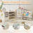 Foldable Kids Toy Storage Organizer ,With Removable Bins And 3-Tier Bookshelf For Kids Toy Storage Organizer With Drawing Board, Extra 3 Brushes-1259684849