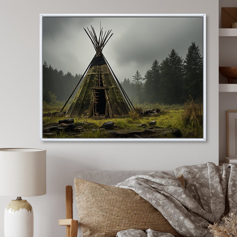 Native Tipi Legacy Of The Plains I - Native American Art Canvas Prints, H 34 po x l 44 po, Encadrement doré
