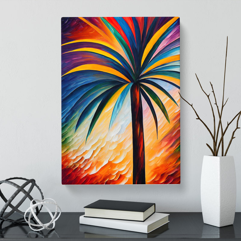CAN-V0523-1700X Palm Tree Painted - Wrapped Canvas, 76cm H x 50cm W