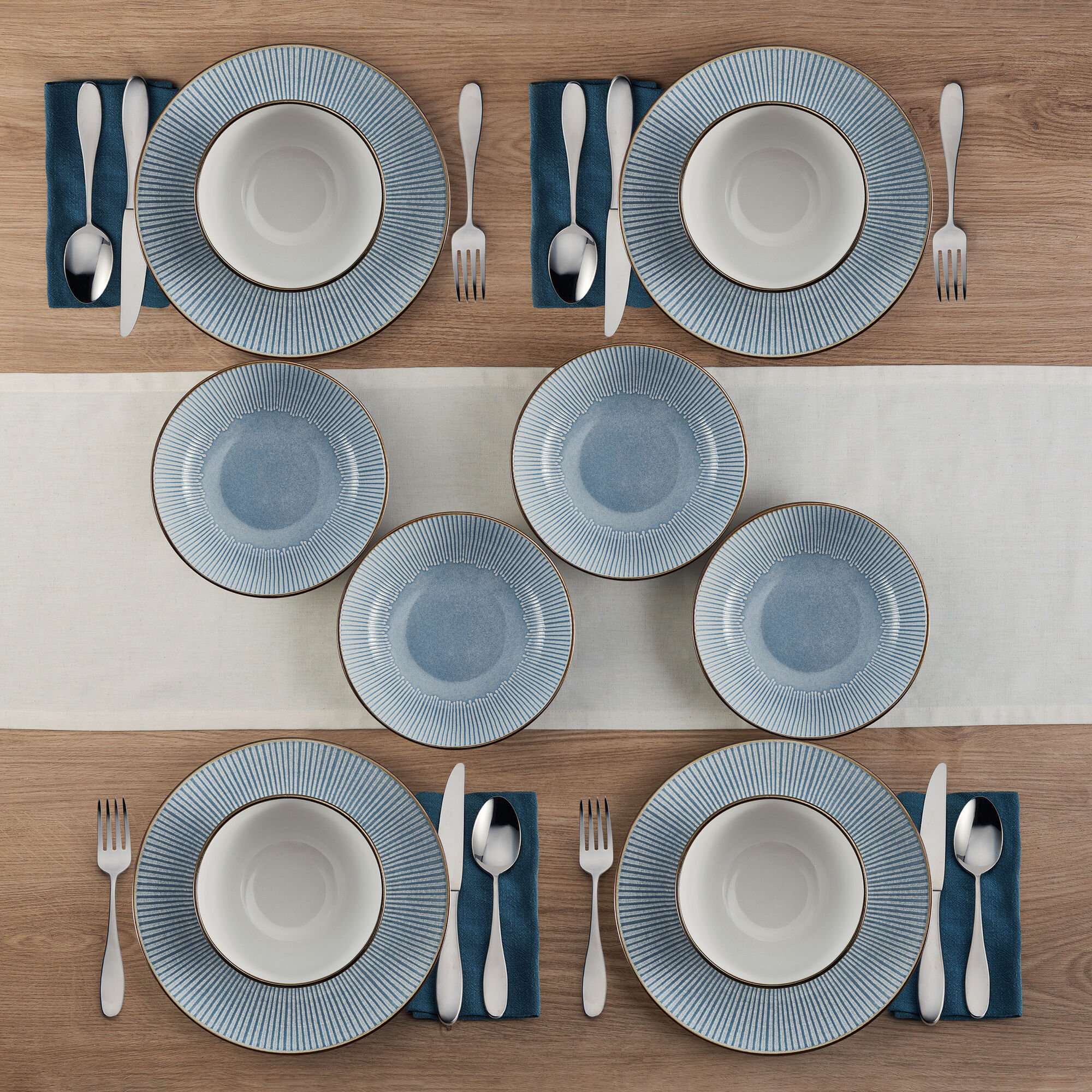 Arlie 12-Piece Stoneware Dinnerware Set, Service for 4, Blue